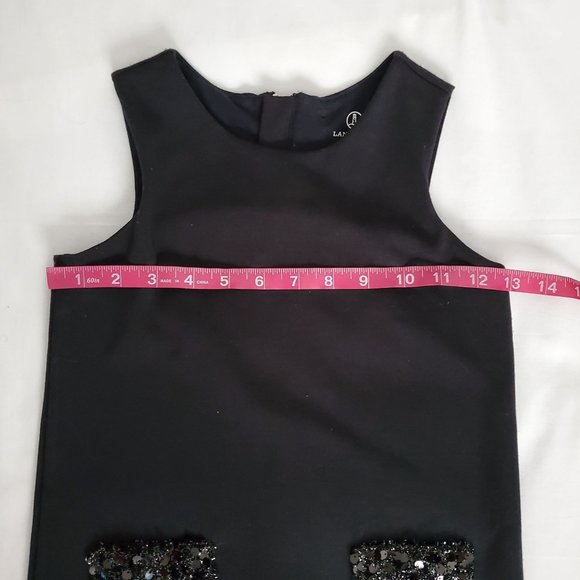Land's End Kids Girls Black Sleeveless Sequin T-Shirt Jumper Dress Size 6X-7 - Picture 5 of 12